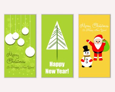 mutlu Noeller ve mutlu yeni yıl tebrik kartları vektör çizim