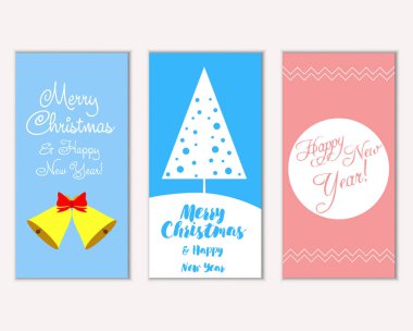 Renkli Noel kartları ile yeni yıl süslemeleri, illüstrasyon vektör