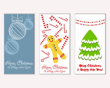 mutlu Noeller ve mutlu yeni yıl tebrik kartları vektör çizim