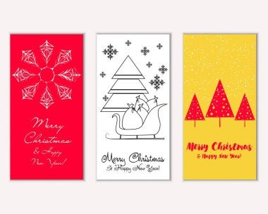 Mutlu Noeller ve mutlu yeni yıl tebrik kartları. Vektör çizim     