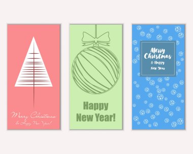 mutlu Noeller ve mutlu yeni yıl tebrik kartları vektör çizim
