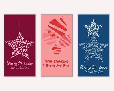 Mutlu Noeller ve mutlu yeni yıl tebrik kartları. Vektör çizim   