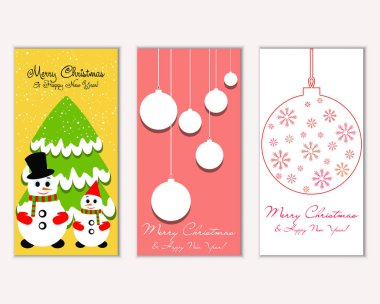 vektör çizim kış tatil tebrik kartları