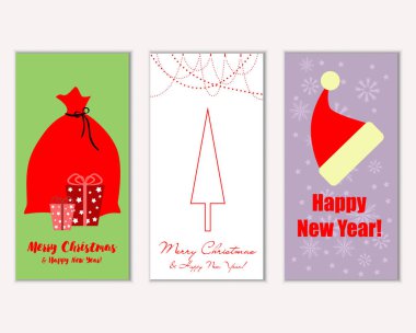 vektör çizim kış tatil tebrik kartları