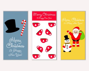 mutlu Noeller ve mutlu yeni yıl tebrik kartları vektör çizim       