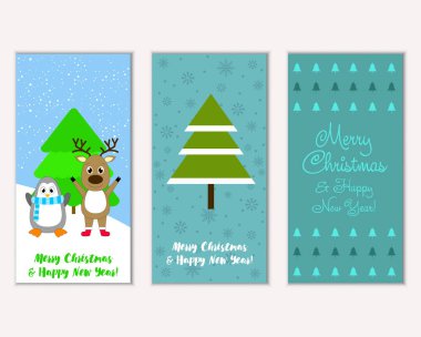 vektör çizim kış tatil tebrik kartları