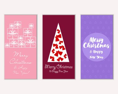 Mutlu Noeller ve mutlu yeni yıl tebrik kartları. Vektör çizim 