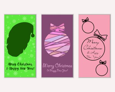 Renkli Noel kartları ile yeni yıl süslemeleri, illüstrasyon vektör