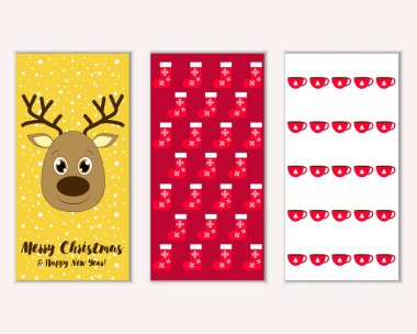 mutlu Noeller ve mutlu yeni yıl tebrik kartları vektör çizim