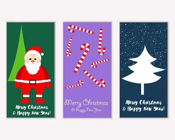 Vektor Illustration Von Frohen Weihnachten Und Frohes Neues Jahr Grußkarten — Stockvektor