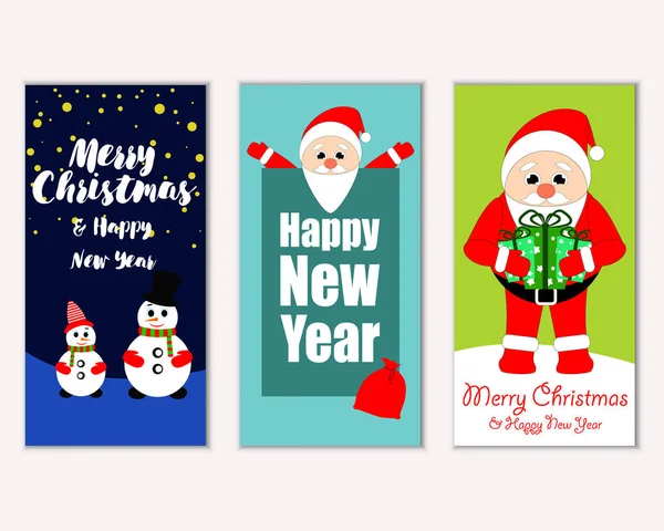 Feliz Natal Feliz Ano Novo Cartões Saudação — Vetor de Stock