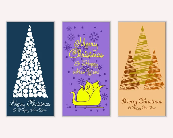 Mutlu Noeller ve mutlu yeni yıl tebrik kartları. Vektör çizim   