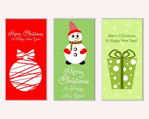 Merry Christmas Happy New Year Greeting Cards — Stock Vector