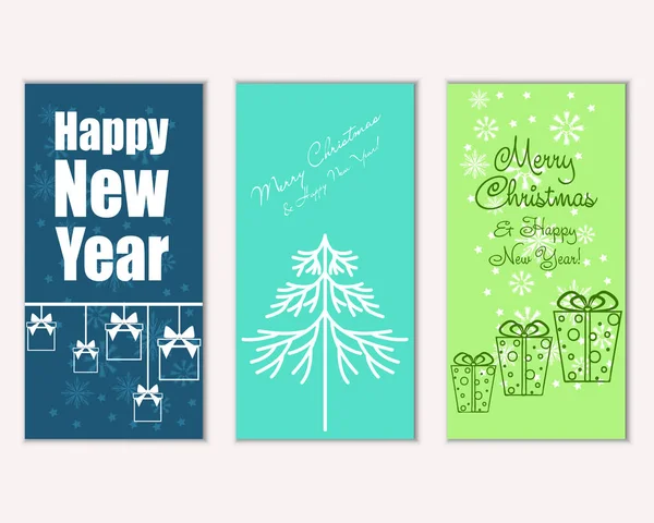 Feliz Navidad Feliz Año Nuevo Tarjetas Felicitación — Vector de stock