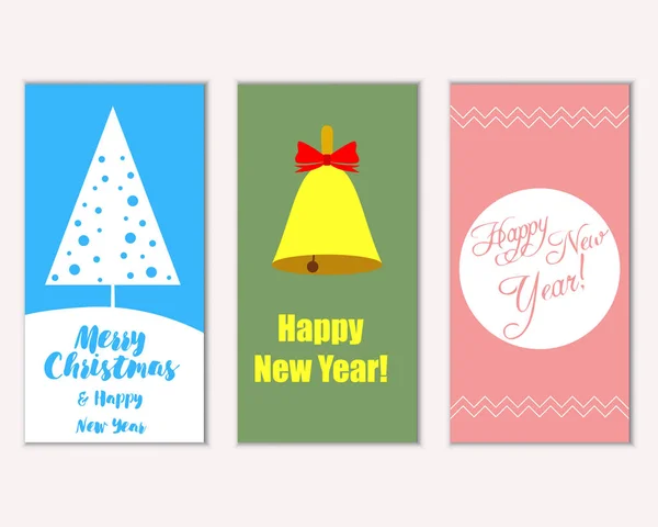 Cartes Noël Colorées Avec Décorations Nouvel Illustration Vectorielle — Image vectorielle