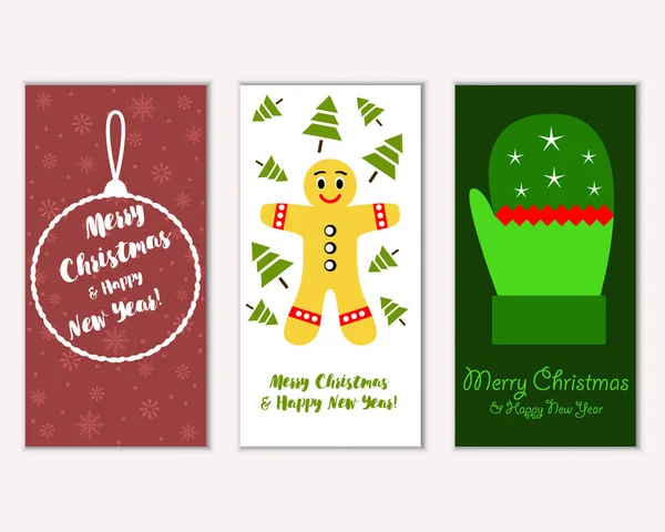 Feliz Navidad Feliz Año Nuevo Tarjetas Felicitación — Vector de stock