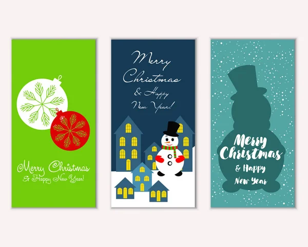 Vektor Illustration Von Frohen Weihnachten Und Frohes Neues Jahr Grußkarten — Stockvektor