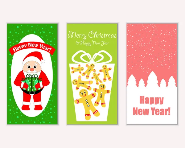 Ilustración Vectorial Feliz Navidad Feliz Año Nuevo Tarjetas Felicitación — Vector de stock