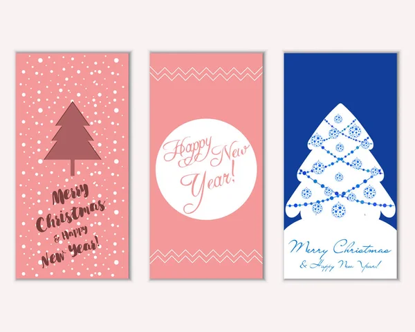 Cartes Noël Colorées Avec Décorations Nouvel Illustration Vectorielle — Image vectorielle