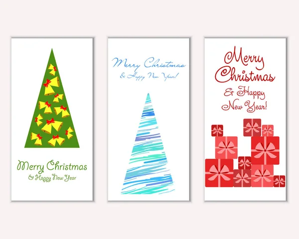 Feliz Natal Feliz Ano Novo Cartões Saudação Ilustração Vetorial — Vetor de Stock