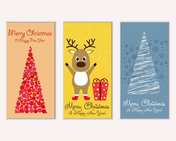 Cartes Noël Colorées Avec Décorations Nouvel Illustration Vectorielle — Image vectorielle