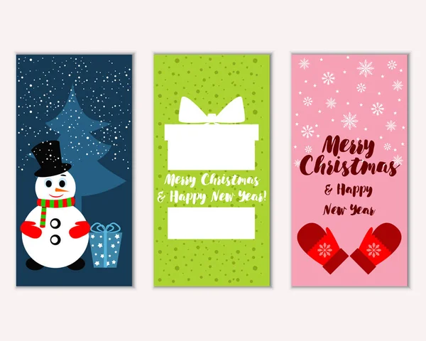 Merry Christmas Happy New Year Greeting Cards Vector Illustration — Stock Vector