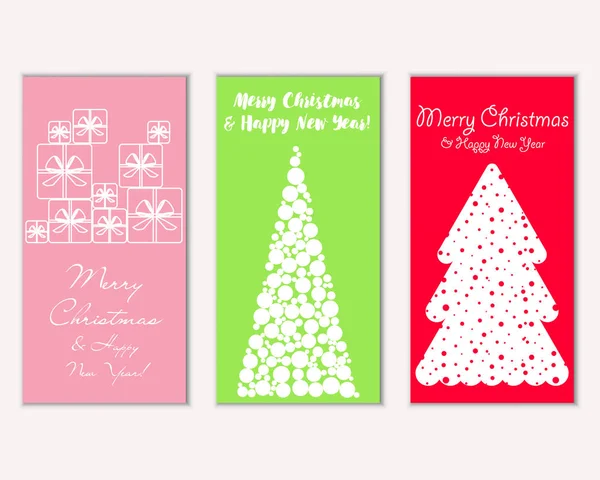 Cartes Noël Colorées Avec Décorations Nouvel Illustration Vectorielle — Image vectorielle