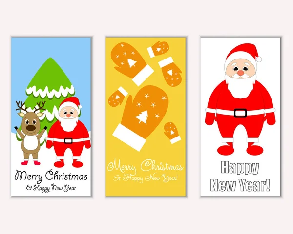 mutlu Noeller ve mutlu yeni yıl tebrik kartları vektör çizim       