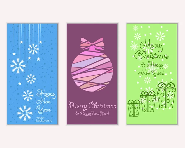 Feliz Navidad Feliz Año Nuevo Tarjetas Felicitación — Vector de stock