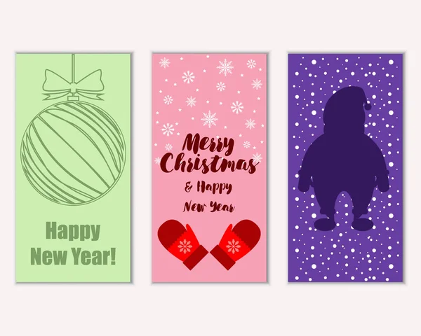 Colorful Christmas Cards New Year Decorations Vector Illustration — Stock Vector