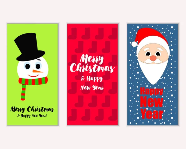 Merry Christmas Happy New Year Greeting Cards — Stock Vector