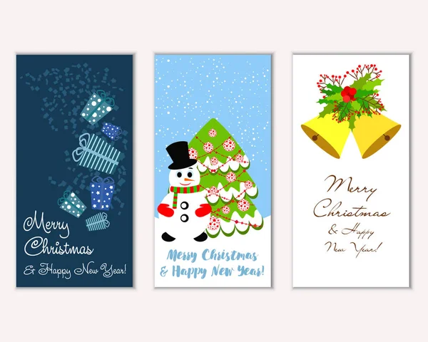 Feliz Navidad Feliz Año Nuevo Tarjetas Felicitación — Vector de stock