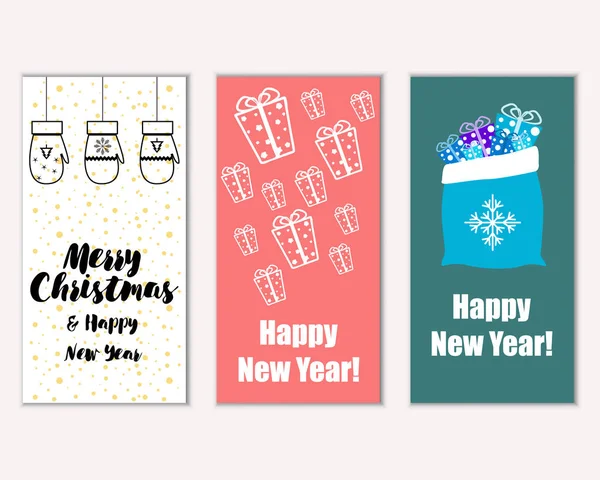 Joyeux Noël Bonne Année Cartes Voeux — Image vectorielle