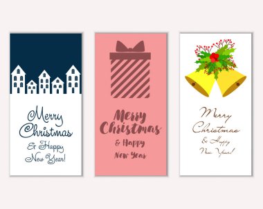 mutlu Noeller ve mutlu yeni yıl tebrik kartları vektör çizim   