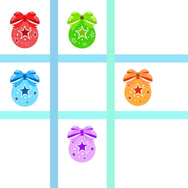 Noel topları, yeni yıl tebrik kartı, vektör arka plan