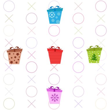 Noel kartı, hediyeler, vektör arka plan