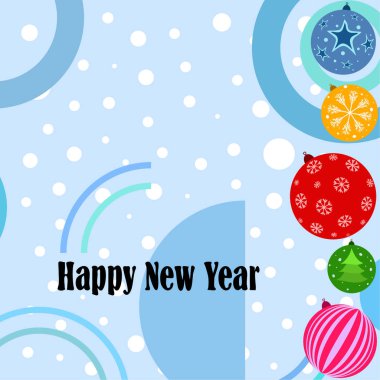 Noel topları, yeni yıl tebrik kartı, vektör arka plan