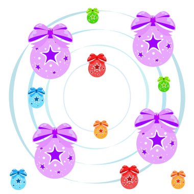 Noel topları, yeni yıl tebrik kartı, vektör arka plan