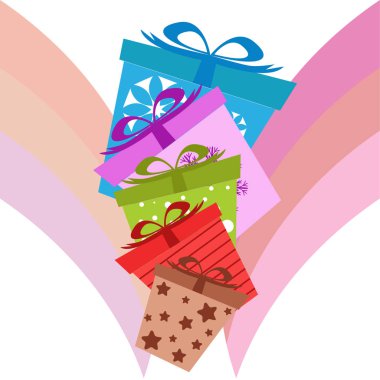 Beyaz arka planda, vektör çizim Noel hediyeleri 