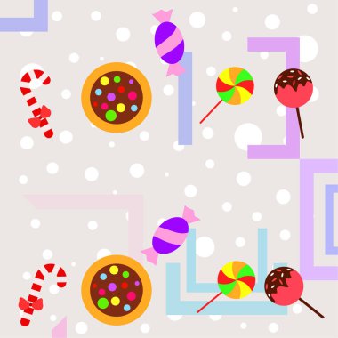 Şekerler, vektör arka plan ile neşeli Noel kartı