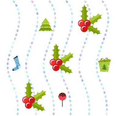 Noel kartı, şeker köknar Hediyelik Noel çorap, vektör arka plan