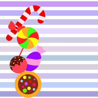 Şekerler, vektör arka plan ile neşeli Noel kartı