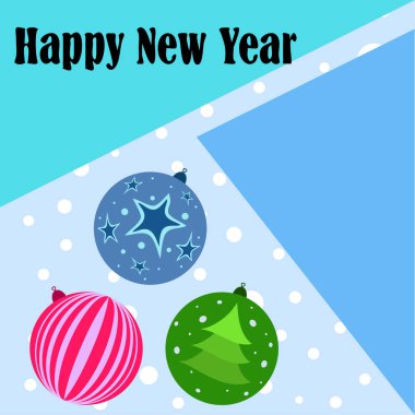 Noel topları, yeni yıl tebrik kartı, vektör arka plan