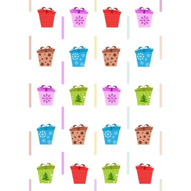 Noel kartı, hediyeler, vektör arka plan