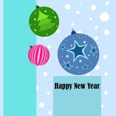 Noel topları, yeni yıl tebrik kartı, vektör arka plan
