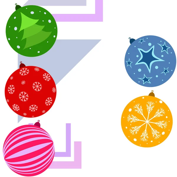 Kerstballen Nieuwjaar Wenskaart Vector Achtergrond — Stockvector