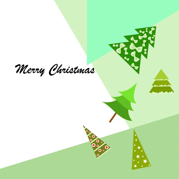 Merry Christmas Card Med Julgranar Vector Bakgrund — Stock vektor