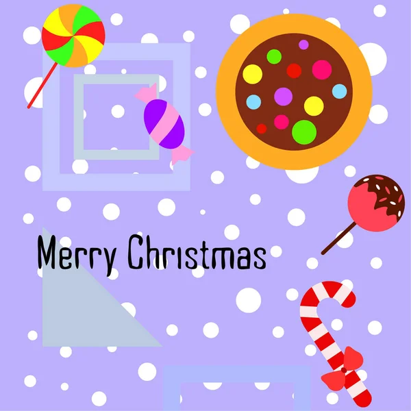 Feliz Tarjeta Navidad Con Caramelos Vector Fondo — Vector de stock