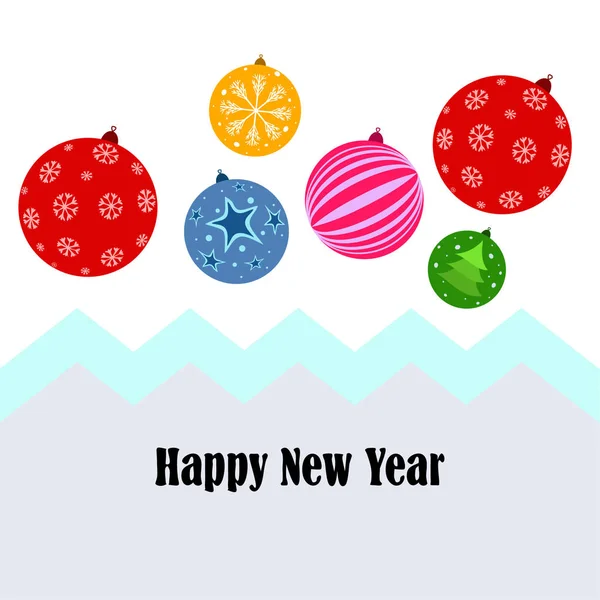 Christmas Balls New Year Greeting Card Vector Background — Stock Vector