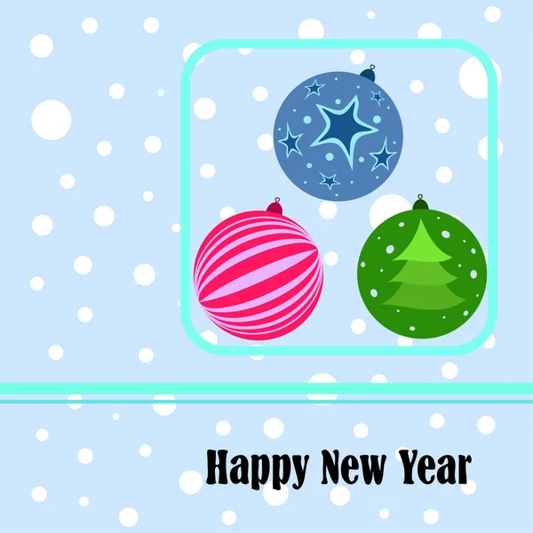 Christmas Balls New Year Greeting Card Vector Background — Stock Vector